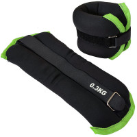 Утяжелители Sportex (2х0,3кг) (нейлон) в сумке (черный с зеленой окантовкой) ALT Sport HKAW101-5