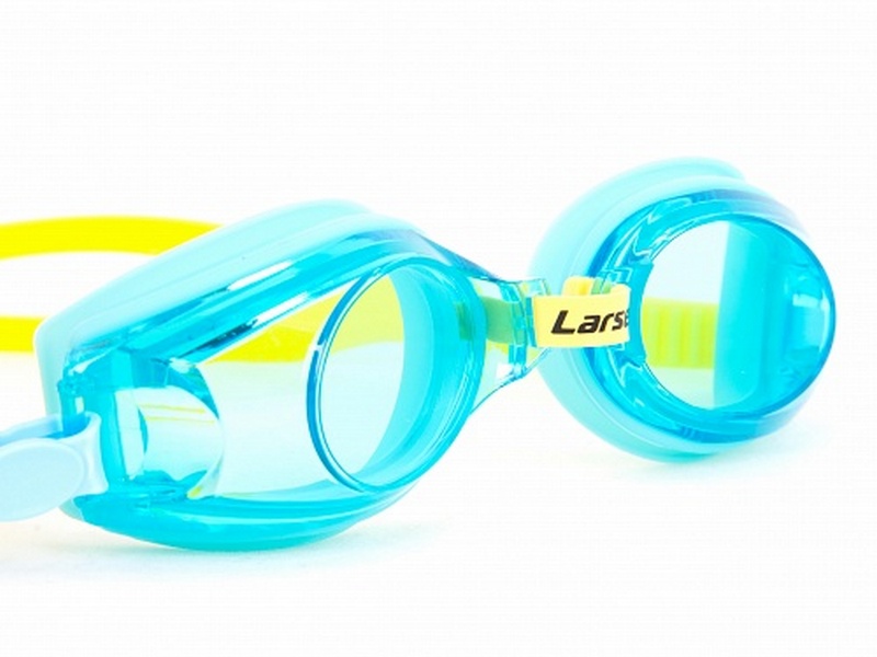 Очки для плавания детские Larsen DR5 голубой/зеленый 800_600