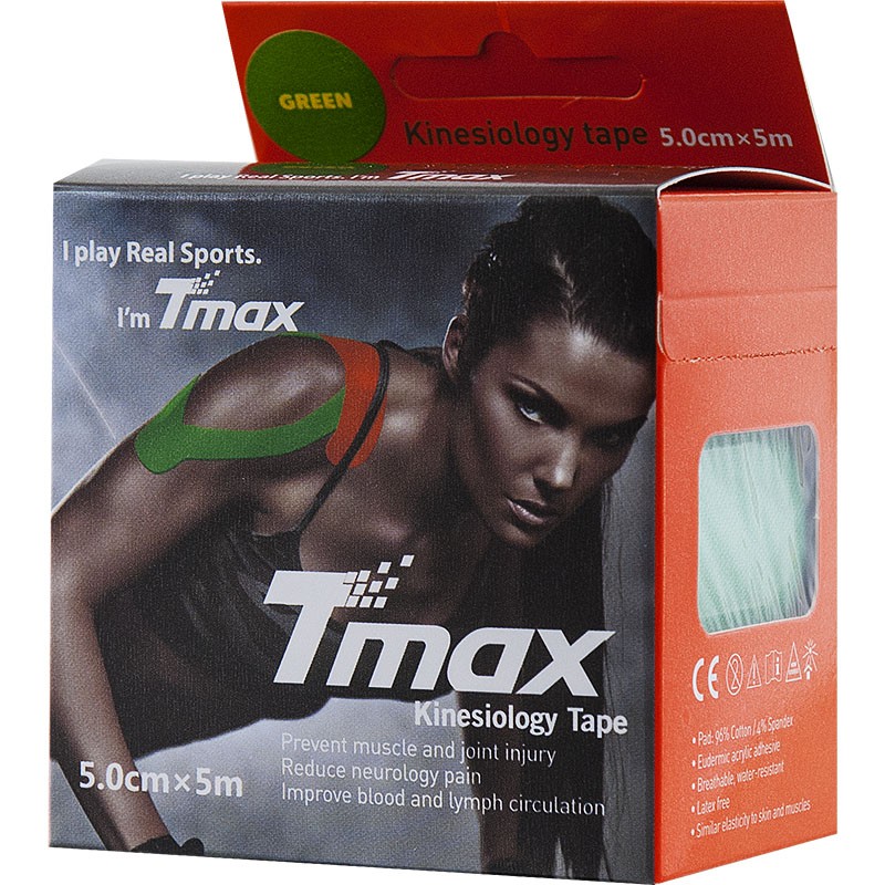 Тейп кинезиологический Tmax Extra Sticky Green зеленый 800_800