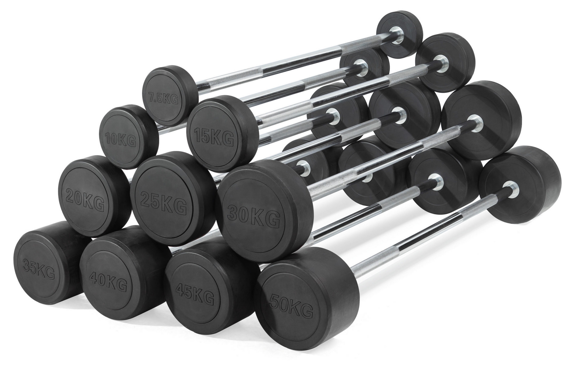 Штанга неразборная обрезиненная 7,5 кг. Прямой гриф VictoryFit VF-DX4075 2000_1270