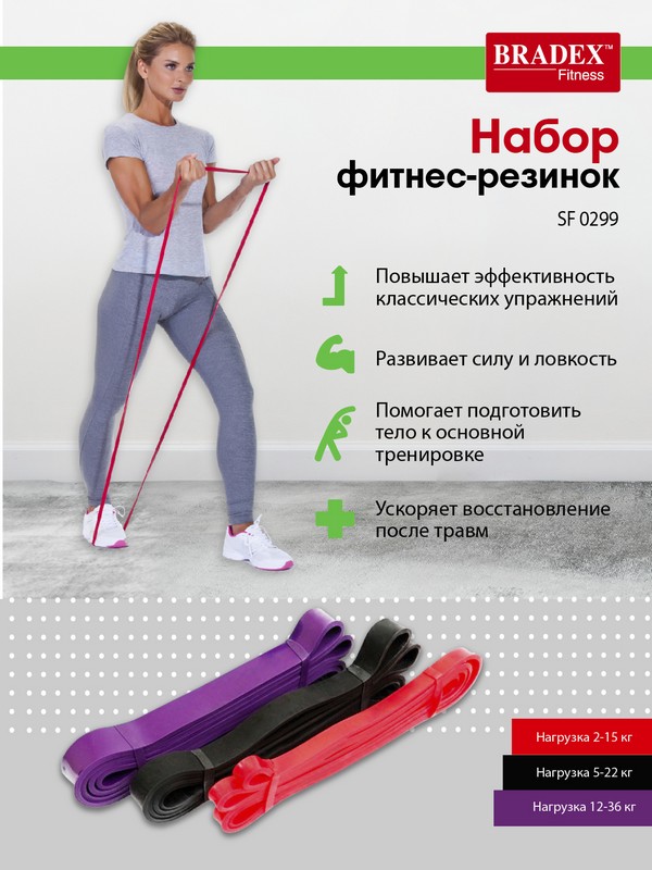 Набор фитнес-резинок Bradex SF 0299 600_800